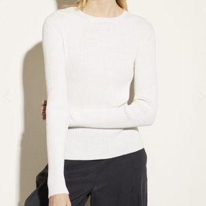 NWT - Vince Marled Rib Crew in white XS